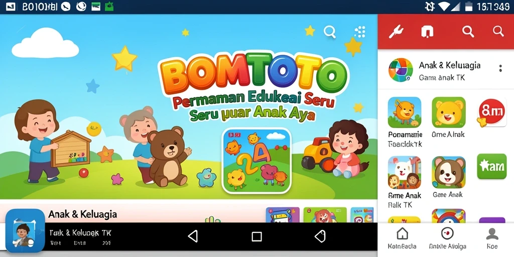 Tampilan antarmuka yang ceria dan ramah anak dari BOMTOTO.