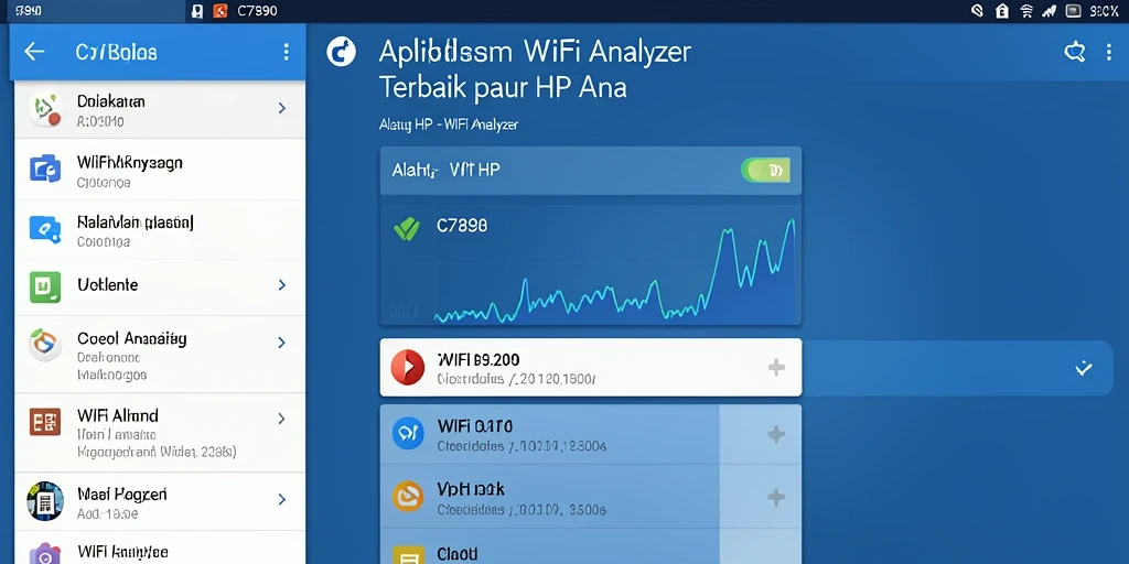 Antarmuka utama C7890 yang menunjukkan analisis jaringan WiFi.