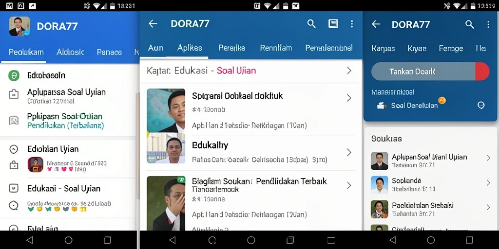 Tampilan antarmuka aplikasi DORA77 yang menarik untuk Soal Ujian.
