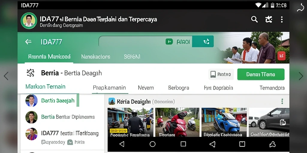 Tampilan antarmuka aplikasi IDA777 yang informatif dan user-friendly.