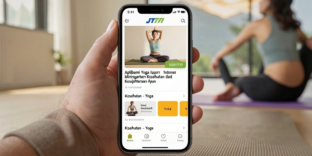 Tampilan antarmuka JT777 menampilkan berbagai pose Yoga dengan panduan visual yang jelas.