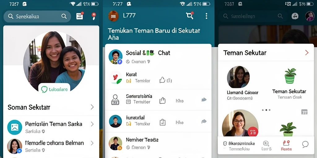 Antarmuka L777 menampilkan fitur pencarian teman yang menarik.