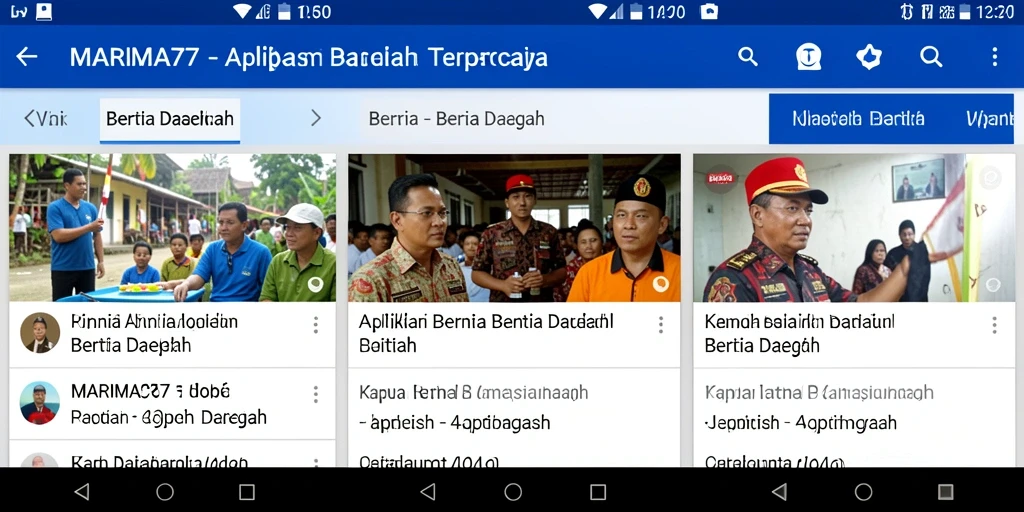 Antarmuka aplikasi MARIMA77 menampilkan berita daerah yang menarik dan informatif.
