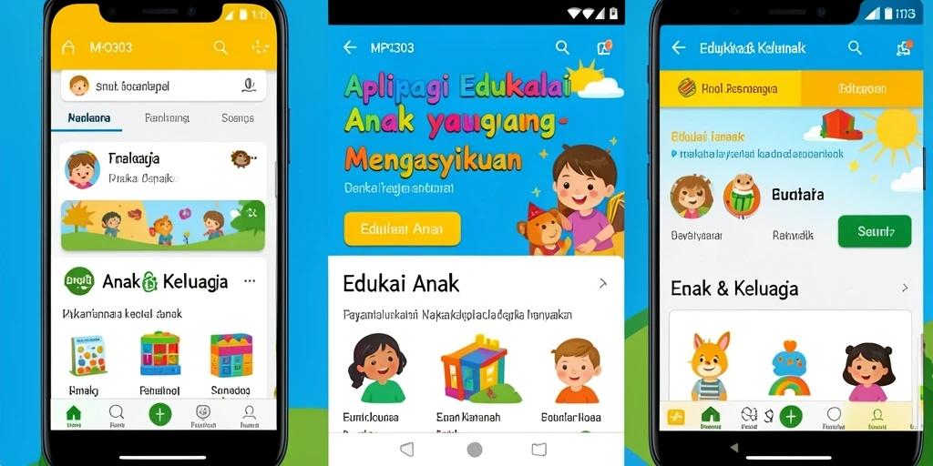 Antarmuka colorful dan menarik untuk belajar anak.