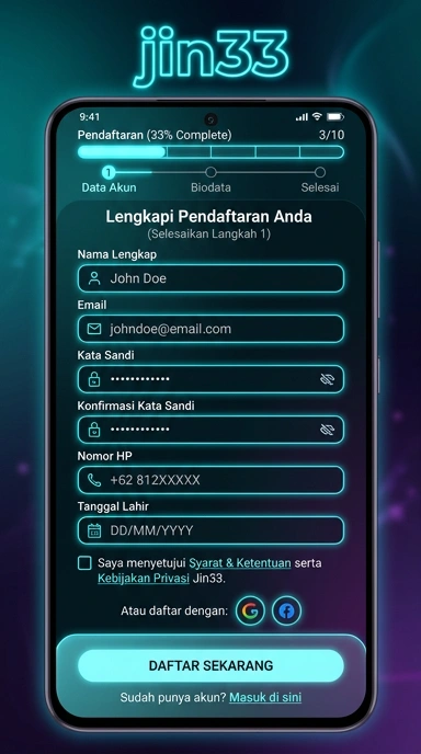 Cara Registrasi Akun Baru jin33 untuk Pengguna Android